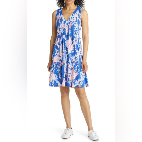 Lilly Pulitzer Blue and Pink Sleeveless Dress - Picture 2 of 7